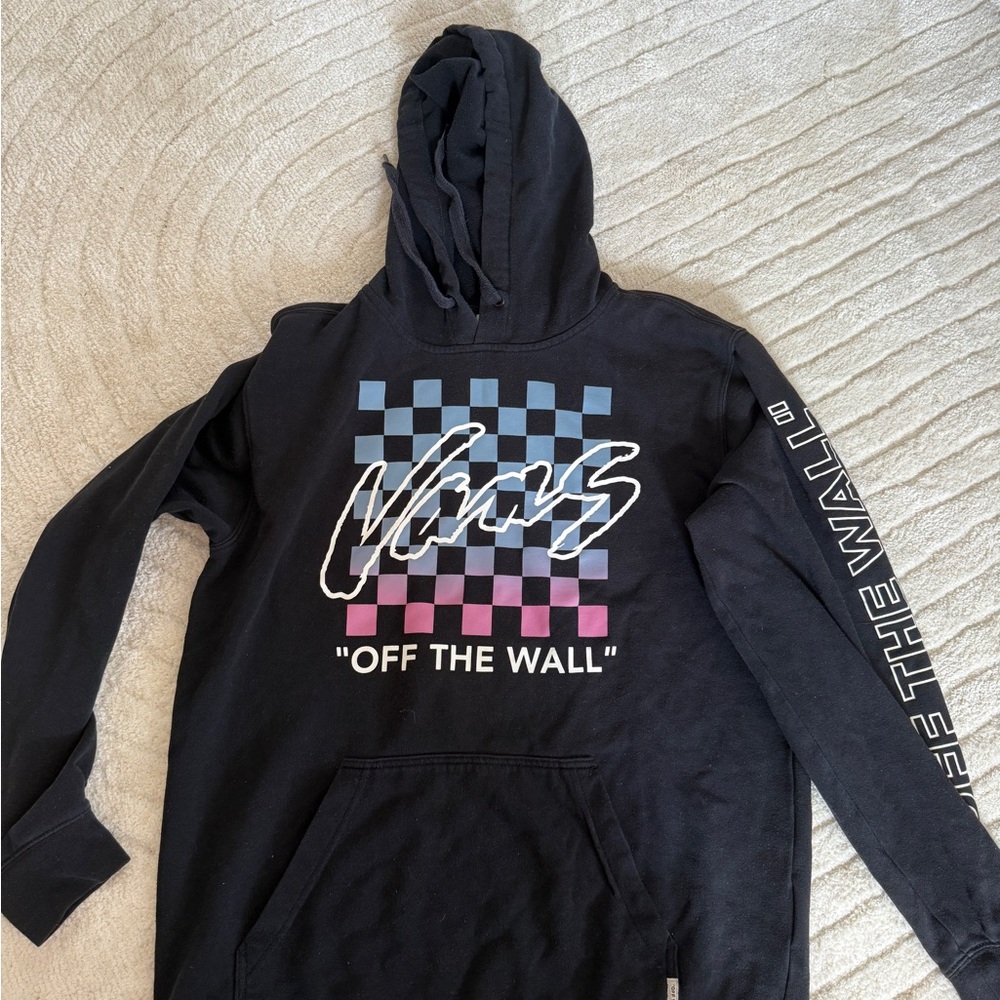 Vans Black Pullover Hoodie with White Logo Tag Unisex